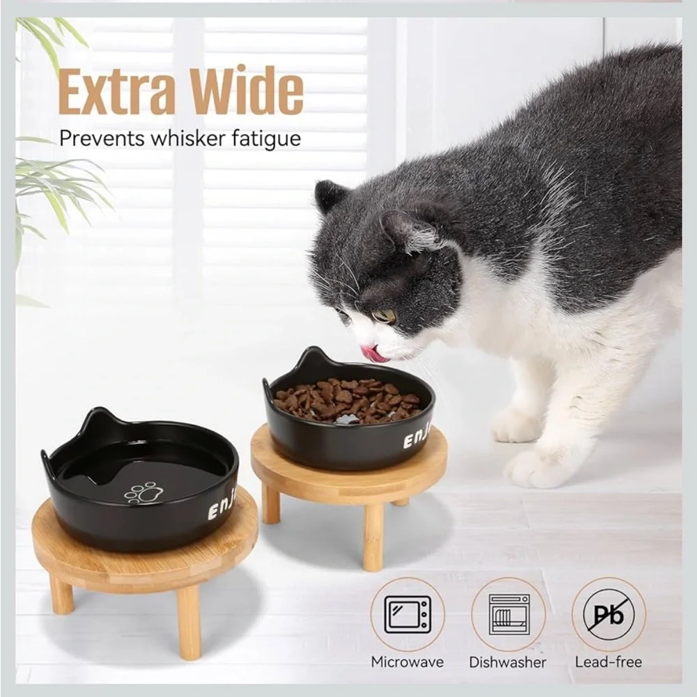 Elevated Pet Bowls with bamboo Stands